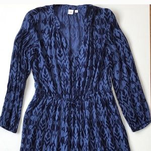 Gap Dress, Blue Ikat Print with Drawstring Waist